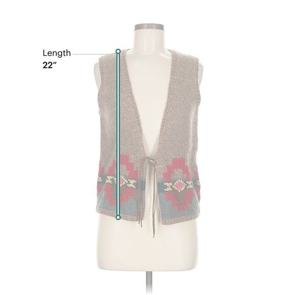 VTG Lauren Ralph Lauren Aztec Western Wool Alpaca Vest Concho Button M - Picture 4 of 4